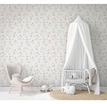 Vliestapete 45860 Kids Walls Hasen rosa grau weiß