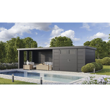 Gartenhaus mit Terrasse und Pool im Garten