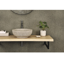 Badezimmerwaschtisch mit Aufsatzwaschbecken, Armatur, Ablage und Dekoration