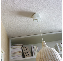 Deckenleuchte mit Rattan Lampenschirm im Innenraum
