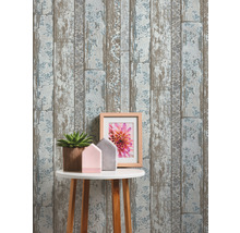 Vliestapete 36119-1 Neue Bude 2.0 Holz Blüten blau braun