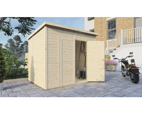 Gerätehaus Bertilo Timmo 4 mit Fußboden 249 x 198 cm natur exclusiv bei Hornbach Gerätehaus Bertilo Timmo 4 mit Fußboden 249 x 198 cm natur exclusiv bei Hornbach