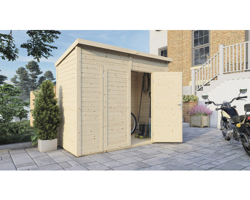 Gerätehaus Bertilo Timmo 2 mit Fußboden 251 x 137 cm natur exclusiv bei Hornbach Gerätehaus Bertilo Timmo 2 mit Fußboden 251 x 137 cm natur exclusiv bei Hornbach