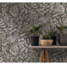 Vliestapete 33305 Botanica Blätter grau braun