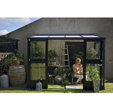 Anlehngewächshaus JULIANA Veranda 4,4 m² 3 mm Sicherheitsglas 296 x 149 cm anthrazit-thumb-1 Anlehngewächshaus JULIANA Veranda 4,4 m² 3 mm Sicherheitsglas 296 x 149 cm anthrazit-thumb-1