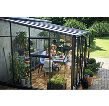 Anlehngewächshaus JULIANA Veranda 12,9 m² 3 mm Sicherheitsglas 439 x 293 cm anthrazit-thumb-7