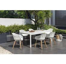 Gartenmöbelset GARDEN PLACE Emmi 6-Sitzer 7 tlg. weiß aus Aluminium, WPC , Kunststoff und Holz