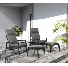 Gartenmöbelset GARDEN PLACE Alissa 2 Sitzer 5 tlg. schwarz aus robustem Aluminium, Rückenlehne verstellbar, inkl. Polster