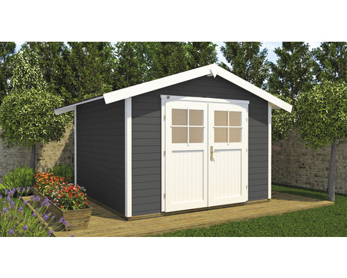 Gartenhaus weka 122 Gr. 1 inkl. Fußboden 285 x 239 cm anthrazit Gartenhaus mit Doppeltür, Holzverkleidung und Satteldach