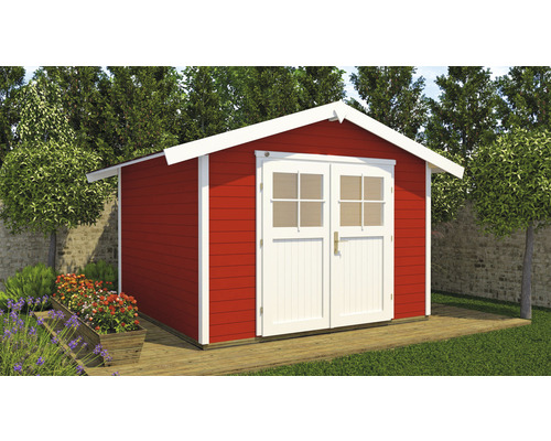 Gartenhaus weka 122 Gr. 2 inkl. Fußboden 285 x 270 cm schwedenrot Gartenhaus aus Holz mit Doppeltür und Satteldach