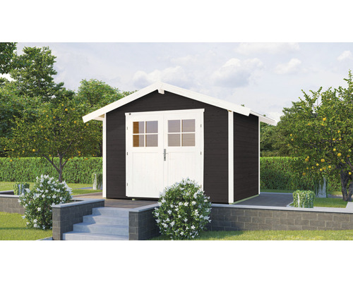 Gartenhaus weka 122 Gr. 3 inkl. Fußboden 380 x 239 cm anthrazit Gartenhaus mit Doppeltür in Gartenanlage