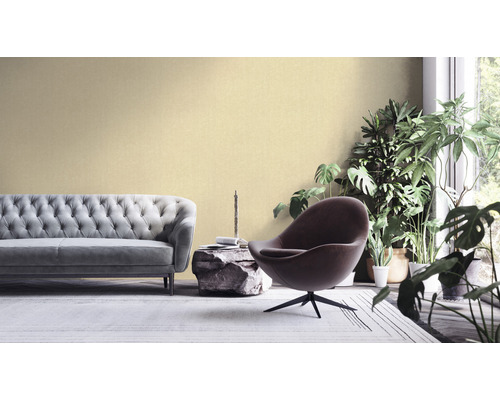 Wohnzimmer mit Sofa, Sessel und Zimmerpflanzen für eine freundliche Atmosphäre.