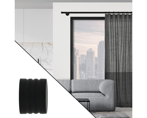Gardinenstange mit Endstück im modernen Wohnraum