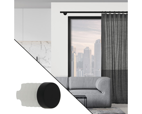 Gardinenstange mit Endstück in einer Wohnung