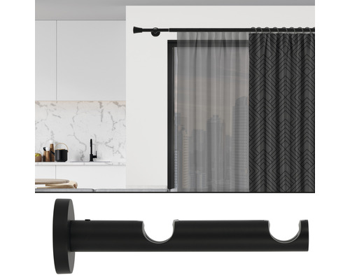Gardinenstange mit Vorhang und doppelte Halterung für Gardinenstangen