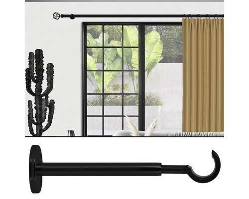 Gardinenstange mit Endstücken und Gardinenstangenhalterung zur Wandmontage