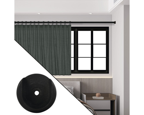Zimmer mit Vorhangstange, Vorhang und Vorhangstangenhalterung