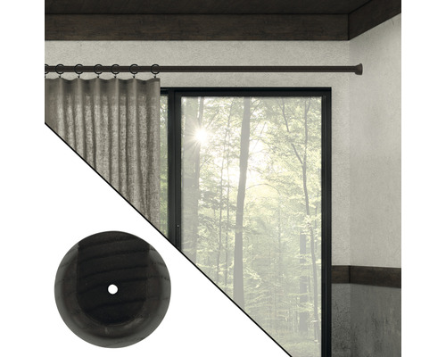 Gardinenstange mit Gardine und Endstück