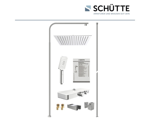 Schütte Komplett Duschsystem mit Kopfbrause, Handbrause, Thermostat und Zubehör