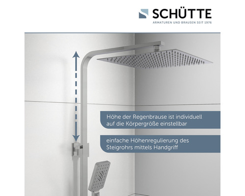 Höhenverstellbare Duschgarnitur von Schütte mit Kopf- und Handbrause