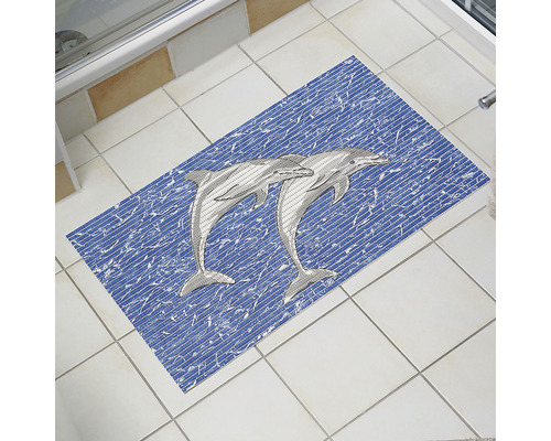 Badteppich mit Delfinmotiven im Badezimmer