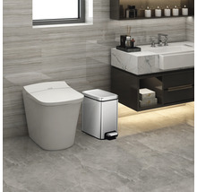 Modernes Badezimmer mit Toilette, Abfalleimer und Waschtisch