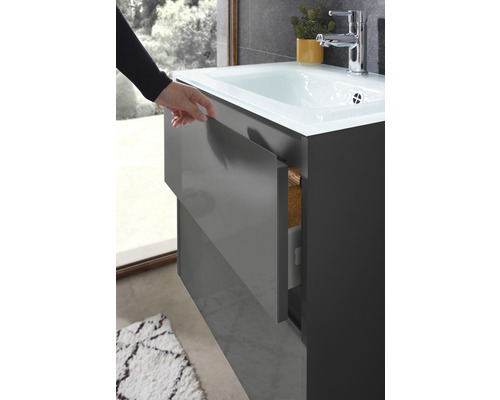 Waschtischunterschrank mit Schublade, geöffnet