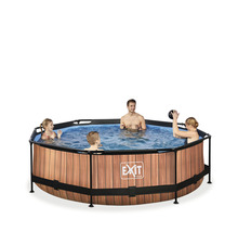 Aufstellpool Framepool-Set EXIT WoodPool rund Ø 300x76 cm inkl. Kartuschenfilteranlage Holzoptik