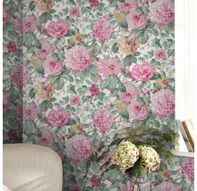 Vliestapete 115263 Laura Ashley Aveline Grün Pink