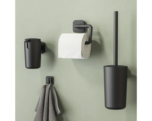 Badezimmer-Set mit Seifenspender, Toilettenpapierhalter, Handtuchhalter und Toilettenbürste