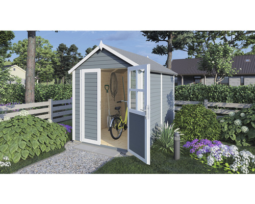 Gerätehaus Konsta Fino 2 mit Fußboden 201 x 253 cm hellgrau exclusiv bei Hornbach Gerätehaus Konsta Fino 2 mit Fußboden 201 x 253 cm hellgrau exclusiv bei Hornbach