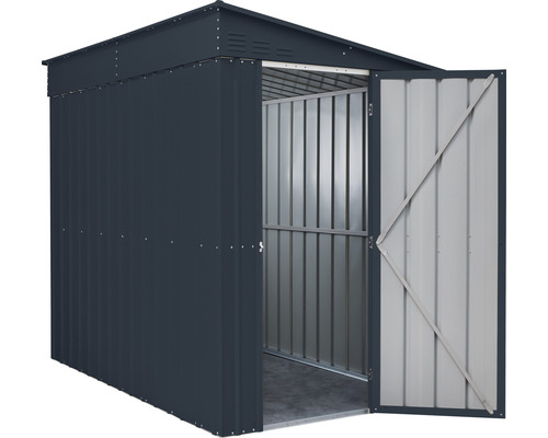 Metall Gerätehaus mit geöffneter Tür