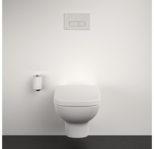 Wandhängendes WC mit Betätigungsplatte und Toilettenpapierhalter