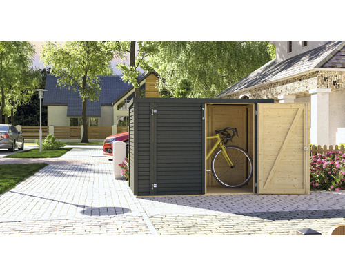 Fahrradgarage/Gartenschrank Bertilo Woodline Bike mit Fußboden 202x106 cm anthrazit