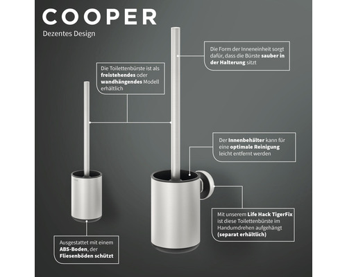 Toilettenbürste mit Halterung, freistehendes oder wandhängendes Modell