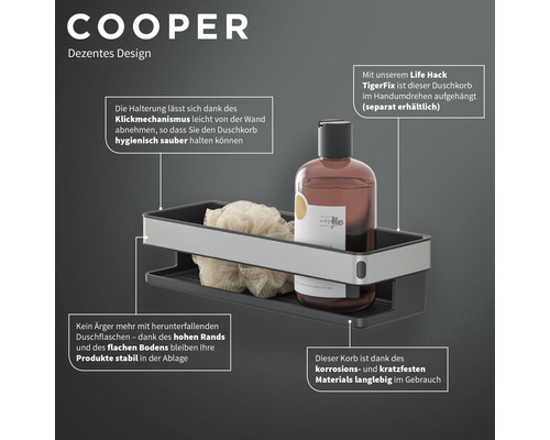 Duschkorb mit Duschgel und Badeschwamm