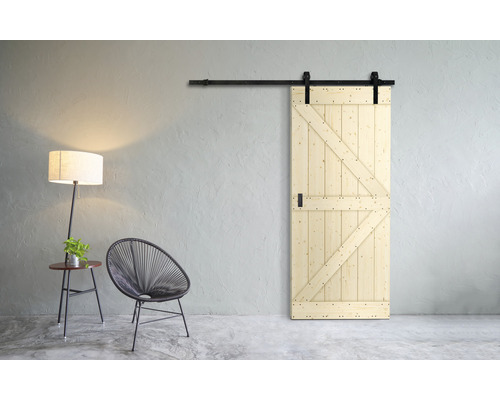 Schiebetür-Komplettset Barn Door Motiv Z Fichte 79x210 cm