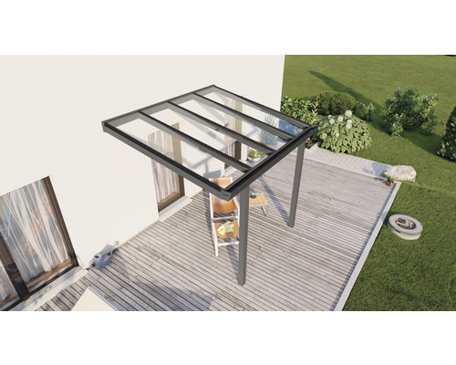 Terrassenüberdachung Easy Edition mit Verbund-Sicherheits-Glas 8 mm 300 x 300 cm anthrazit