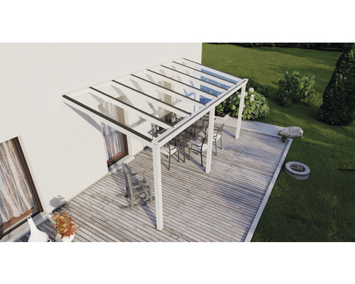 Terrassenüberdachung Easy Edition mit Verbund-Sicherheits-Glas 8 mm 500 x 250 cm weiß