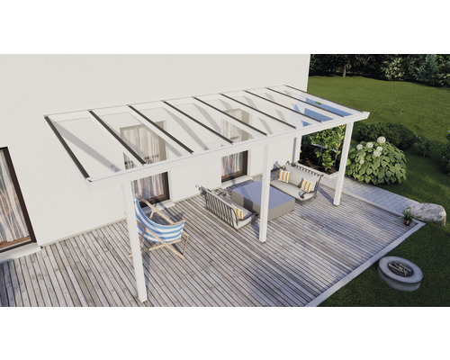Terrassenüberdachung Easy Edition mit Verbund-Sicherheits-Glas 8 mm 600 x 300 cm weiß
