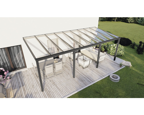 Terrassenüberdachung Easy Edition mit Verbund-Sicherheits-Glas 8 mm 700 x 300 cm anthrazit