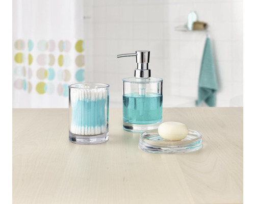 Badezimmer-Set mit Seifenspender, Wattestäbchenbehälter und Seifenablage