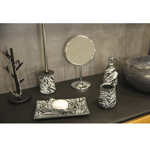 Badezimmer-Set mit Seifenspender, Seifenschale, Zahnputzbecher, Kosmetikspiegel, WC-Garnitur und Schmuckständer