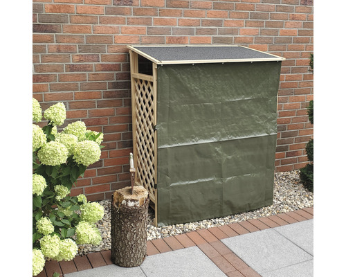 Holzunterstand mit Gitter und Plane für den Aussenbereich