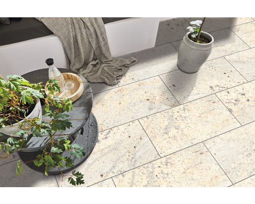 FLAIRSTONE Granit Terrassenplatte Cenith Ivory 80 cm x 40 cm x 3 cm