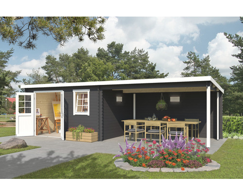 Gartenhaus Outdoor Life Reno inkl. Schleppdach und Rückwand 760 x 275 cm carbongrau-0