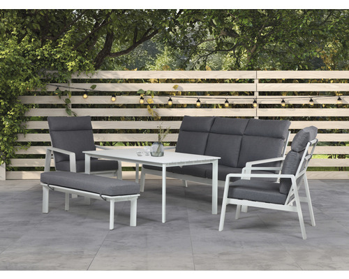 Gartenmöbelset mit Tisch, Bank, Sessel und Sofa für den Außenbereich