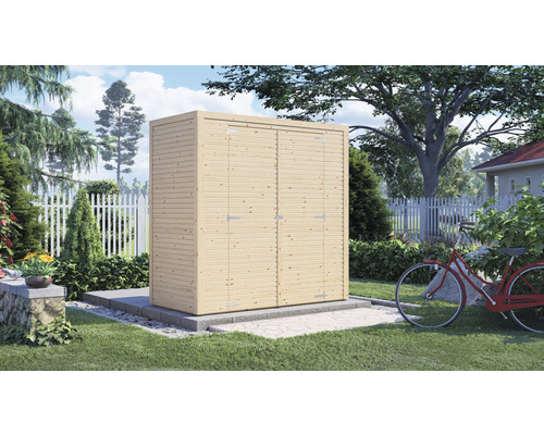 Gartenhaus Bertilo Cubico 1 Fineline Rhombusprofil 207 x 110 cm natur Holzschrank mit Doppeltür im Garten