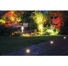 Beleuchteter Garten mit Bodeneinbaustrahlern und Gartenbeleuchtung