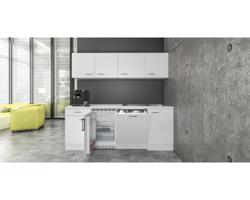 Küchenzeile Flex Well Wito 210 cm Frontfarbe Weiß Matt Korpusfarbe Weiß inkl. Einbaugeräte-0